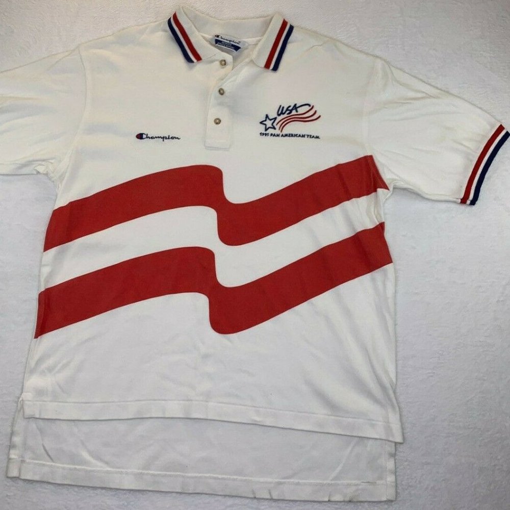 Champion Mens Polo Vintage 1995 Pan American Basketball Team XL